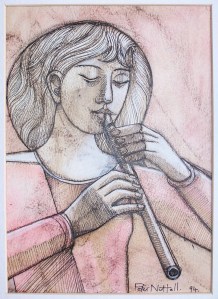 Upon the Flute - pen and ink, crayon, and watercolourPeter Nuttall, 1994
