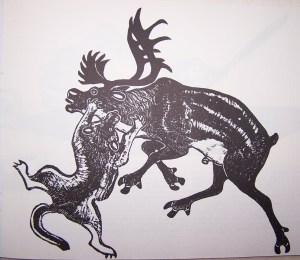 Wolf with Caribou IIIby Tivi Etook