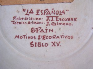 Spanish Lusterware Pate J J Escobar painter J Gimeno potter