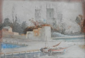 York Minster from the Ouse possibly by George Fall @ 1900 