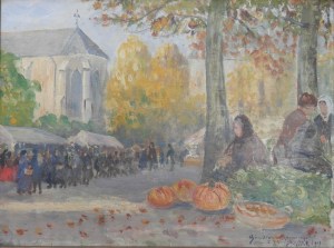The Pumpkin Seller signed and date 1919
