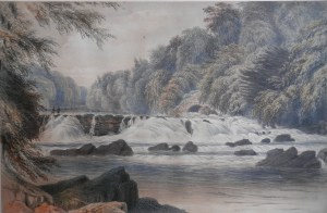 The Salmon Leap, Leixlip unsigned aquatint @ 1800