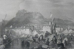 Corinth - Port of Kerkries drawing by JMW Turner E Finden engraving