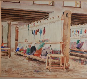 Persian Carpet Weaving by Sumbat Der Kiureghian watercolour - 1947