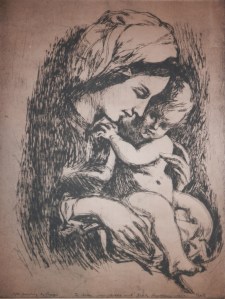 Madonna and Child etching by Gerik Schjelderup