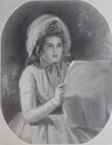 Lady Hamilton as 'Serena' stipple engraving by Francis Holl