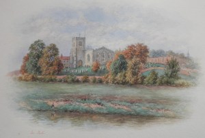 St Peter's Church, Brafferton  watercolour by George Fell
