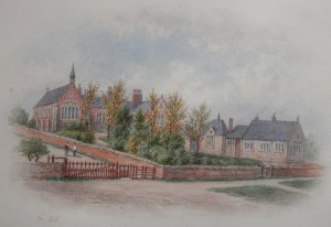 Brafferton Parish School watercolour by George Fall
