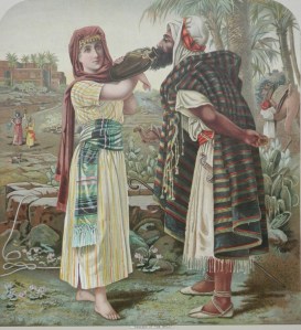 Rebecca at the Well stipple engraving unknown artist - 19th century?