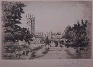 Magdalen College and Bridge  by G Huardel-Bly @ 1929