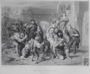 The Seven Ages of Man etching by H Bourne for Virtue's Imperial Shakspere @ 1873