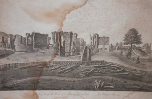 East View of the Ruins of the Abbey of Reading by M Blackamore @ 1759