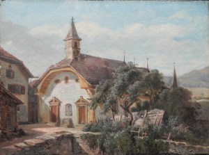 Village Chapel Unsigned/undated - stamp verso @ 1860 to 1885