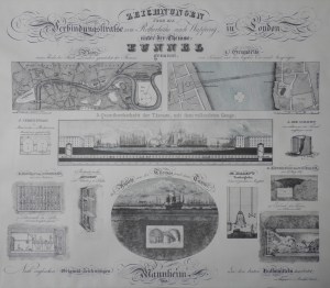 Rotherhithe to Wapping Tunnel lithograph by Rudolph Schlicht 1828