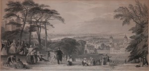 London from Greenwich Park etching by Thomas Abiel Prior @ 1852