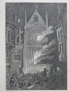 The Burning of St. Pauls etched by John Franklin @ 1841