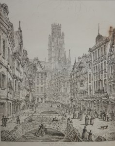 Tower of St Ouen, Rouen etched by John Coney @ 1843