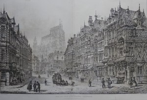 Rue de Puit a la Chaine, Abbeville etched by John Coney @ 1843