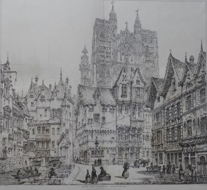 Rue des Changes, Abbeville etched by John Coney @ 1843