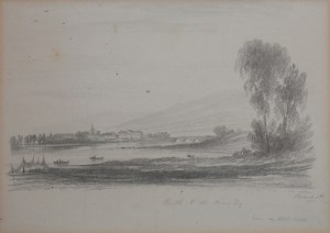 Perth and the River Tay pencil sketch by John Wilson Ewbank @ 1825