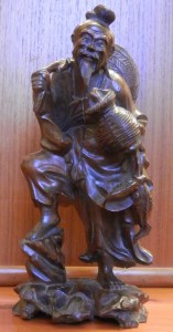Peasant Fisherman carved rosewood - Chinese