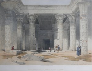 Grand Pportico of the Temple of Philae, Nubia lithograph after David Roberts by Louis Haghe @ 1847