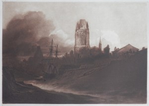 Dawn, St Mary, Redcliffe, bristol etching and aquatint by Sir Frank Short