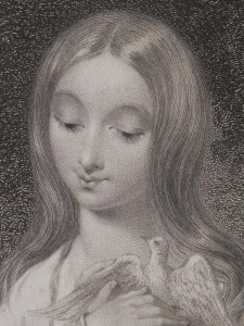 Simplicity - stipple engraving by Francis Holl @ 1844 close-up