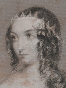 Melancholy - stipple engraving by Francis Holl @ 1844 close-up