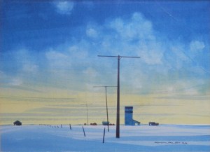 A Prairie Dawn watercolour by Robert Newton Hurley @ 1958