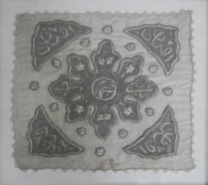 Handkerchief Token by unknown lady - with human hair @ 19th century