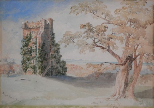 Burgle Tower, Forres - watercolour - early 20th century? - unknown artist